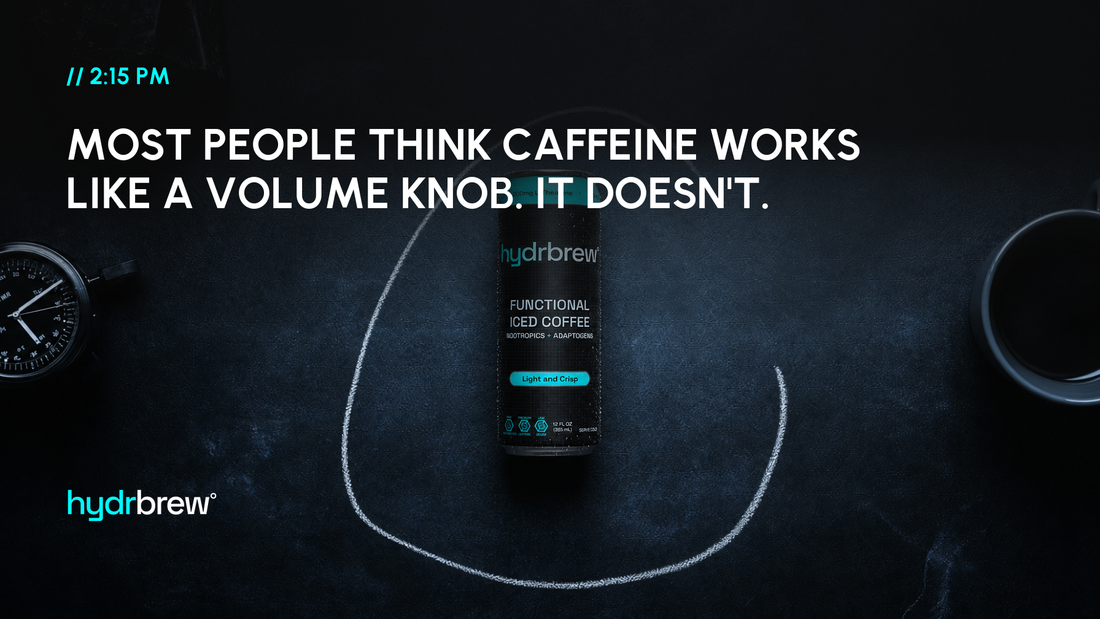 hydrbrew functional iced coffee can highlighting the 85mg caffeine cognitive sweet spot